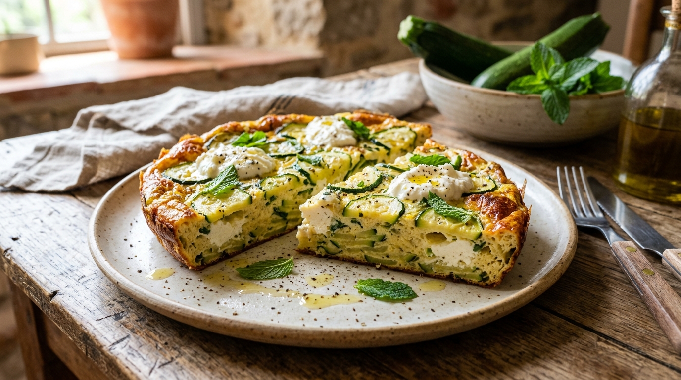 Frittata al horno de calabacín tierno y hierbas provenzales